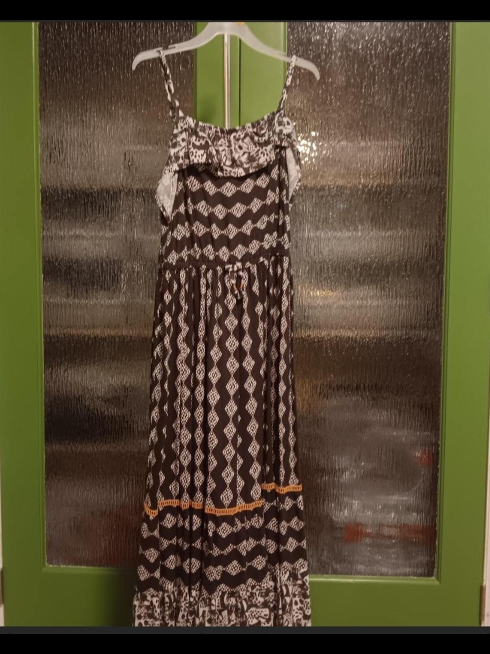 Cat & Jack Black and White Printed Maxi Dress with Spaghetti Straps